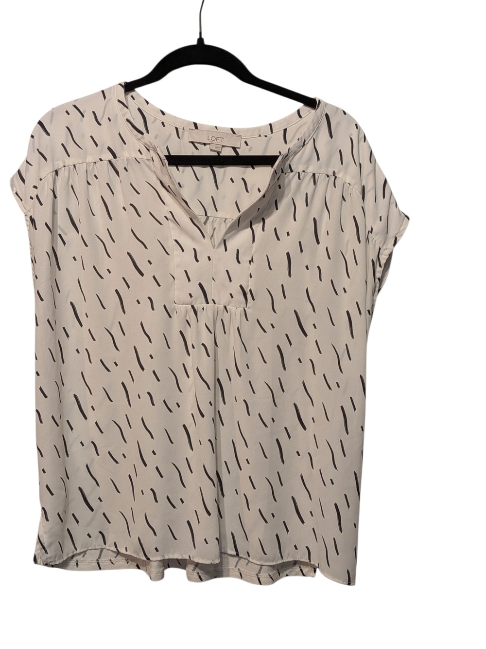 LOFT White Printed Cap-Sleeve Blouse